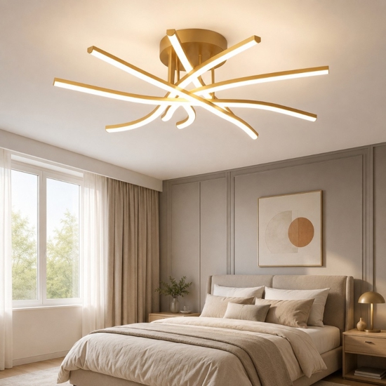 Plafoniera camera da letto led 60w cct 3000k-4000k oro toplight tornado