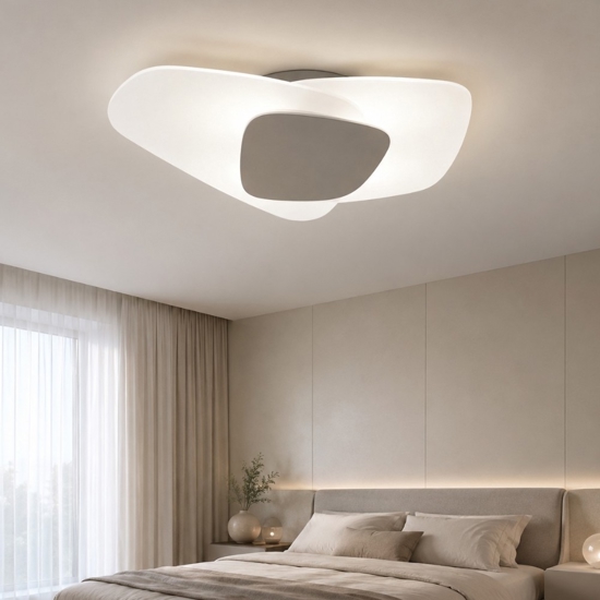 Plafoniera bianca di vetro design moderna placca grigio top light