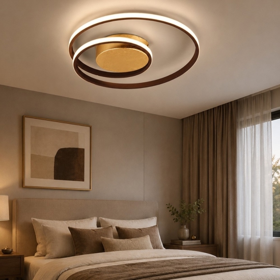 Plafoniera per camera da letto led 22w 3000k dimmerabile marrone