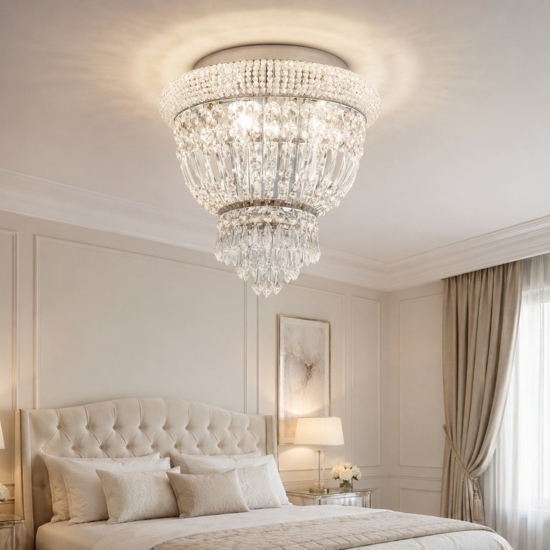 Dubai pl3 ideal lux plafoniera camera da letto cromo cristalli molati