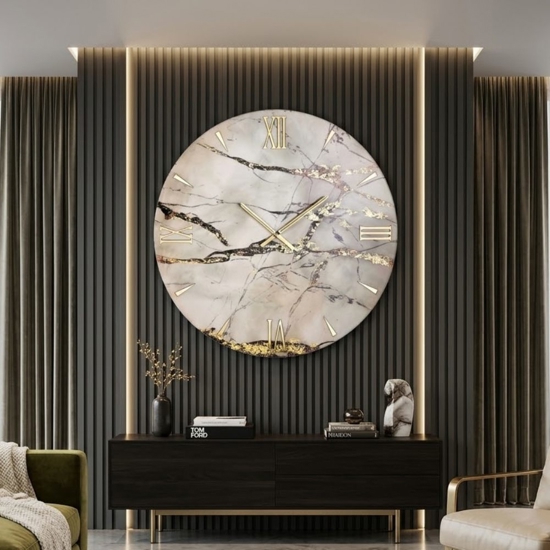 Grande orologio da muro 100cm elegance gold in resina moderno