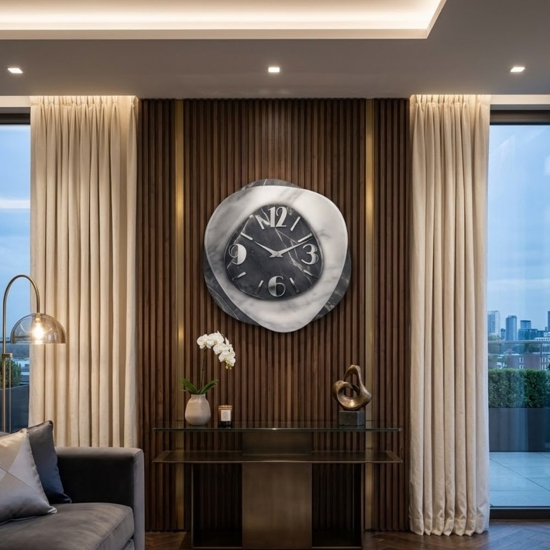 Orologio in resina moderno da parete effetto marmo grigio
