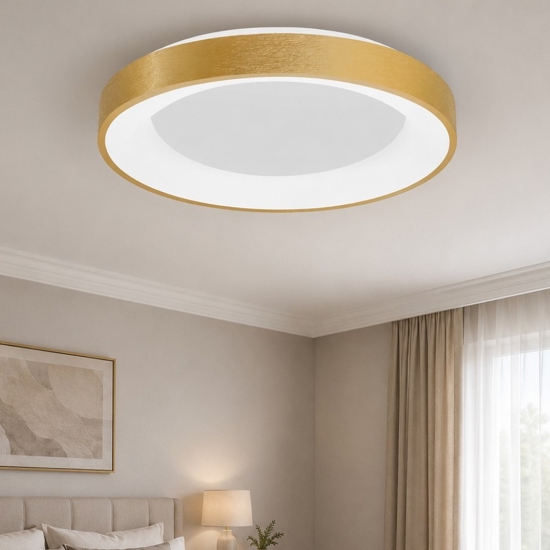 Plafoniera per camera da letto cerchio led 50w 3000k dimmerabile oro