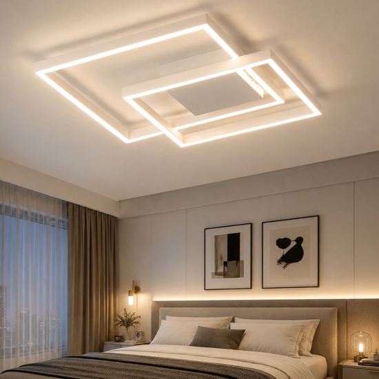 Plafoniera camera da letto led design bianca dimmerabile 30w 3000k
