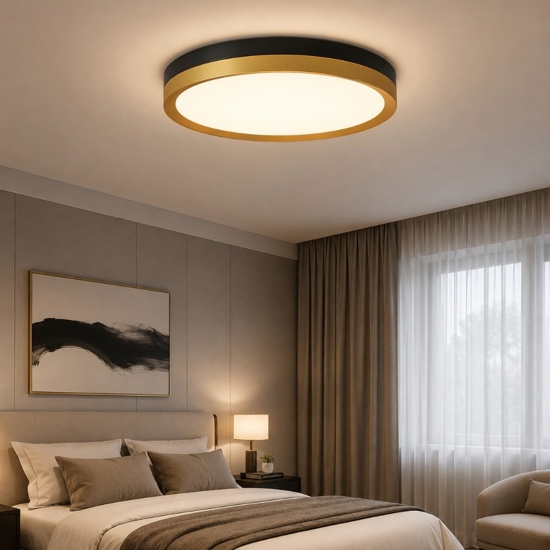 Plafoniera nero oro rotonda 40cm led 31w 3000k