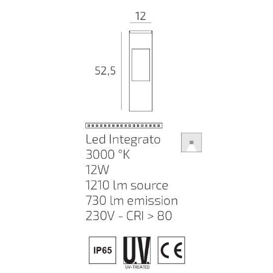 Top light lampioncino da giardino lisbona antracite led 12w 3000k ip65