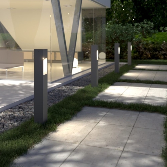 Top light lisbona lampione da giardino moderno antracite led 12w 3000k ip65