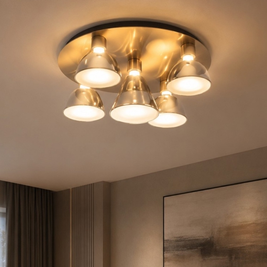 Plafoniera design moderno 5 luci le vedri grigio fumo