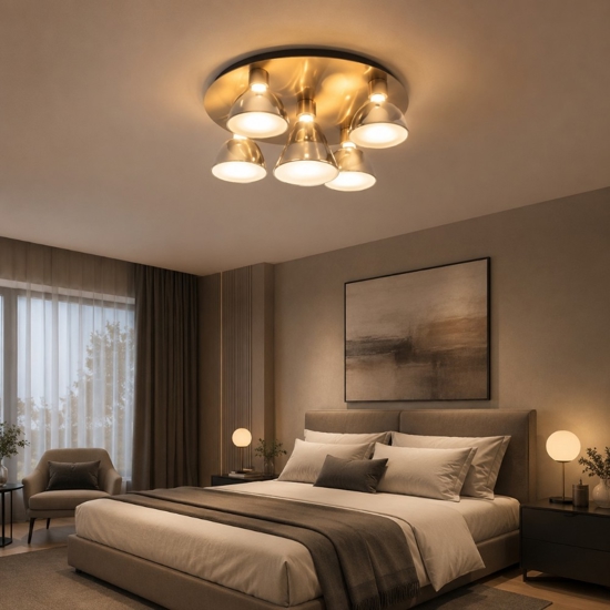 Plafoniera design moderno 5 luci le vedri grigio fumo