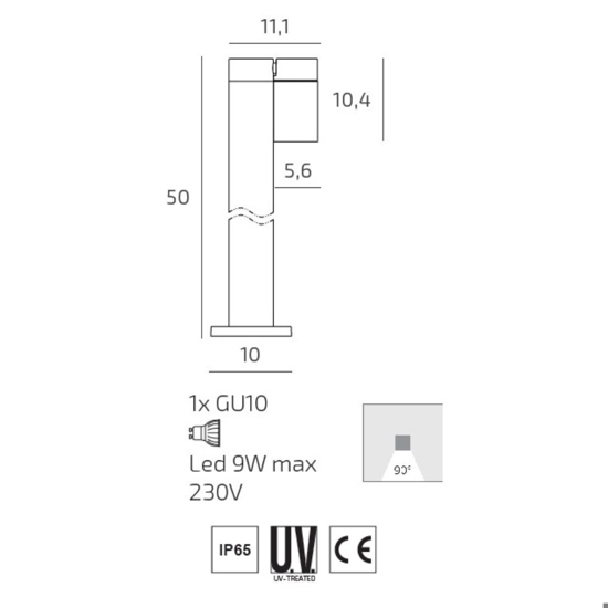 Top light lampioncino da giardino oslo luce orientabile gu10 antracite ip65