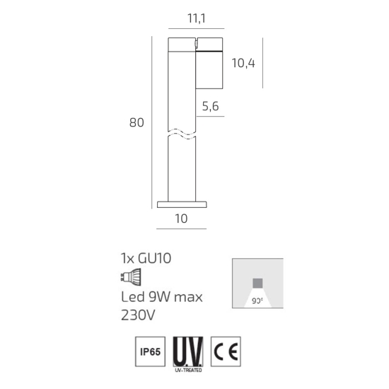Top light oslo lampione da giardino antracite luce orientabile ip65