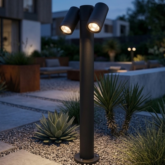 Lampione da giardino moderno antracite due luci orientabili top light oslo ip65