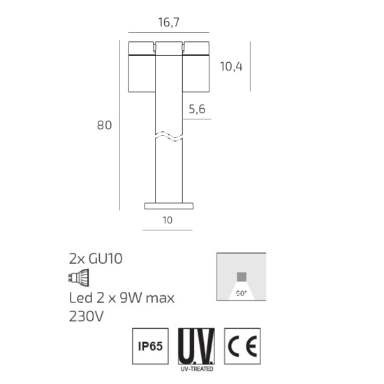 Lampione da giardino moderno antracite due luci orientabili top light oslo ip65