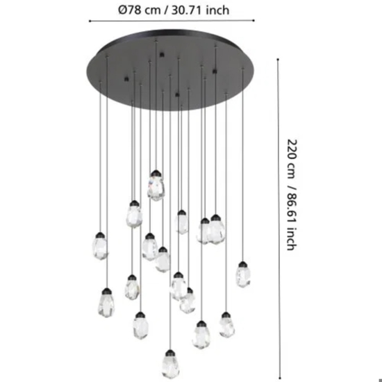 Lampadario moderno a sospensione pendenti effetto cristallo led dimmerabile