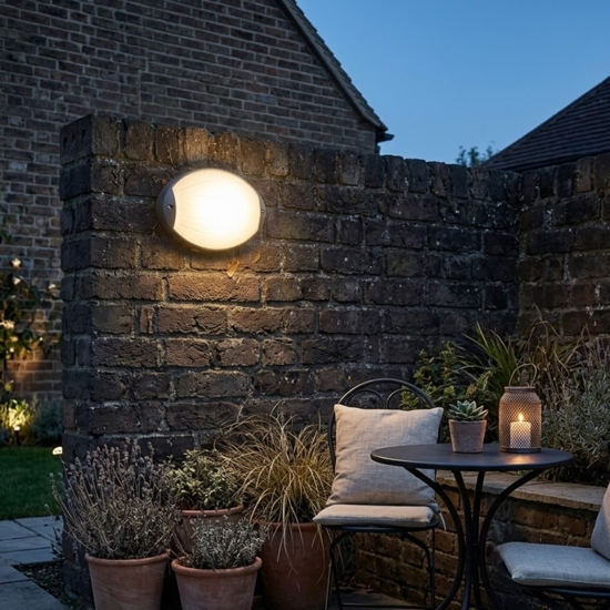 Applique per esterni moderna design ovale grafite led 4000k