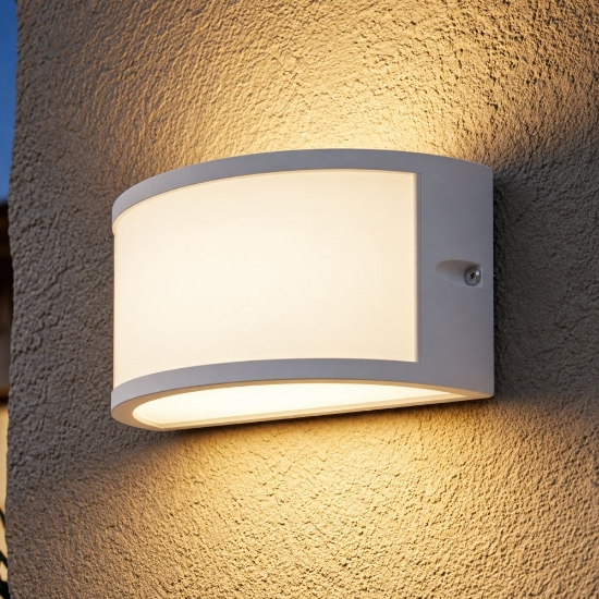 Top light cairo applique da esterno bianca design curvo ip54
