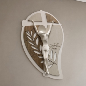 Crocifisso da parete moderno pasqua legno cristo resina