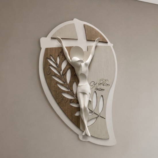 Crocifisso da parete moderno pasqua legno cristo resina