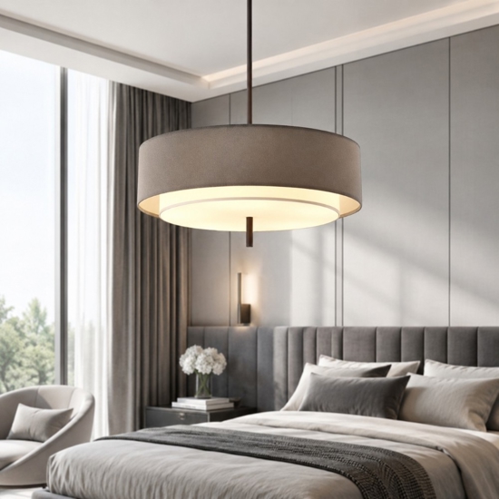 Maytoni bergamo lampadario moderno circolare in tessuto