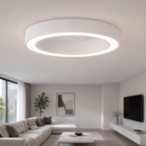 Plafoniera moderna cerchio anello bianco 60 cm led 48w 2700k a 4000k con telecomando app
