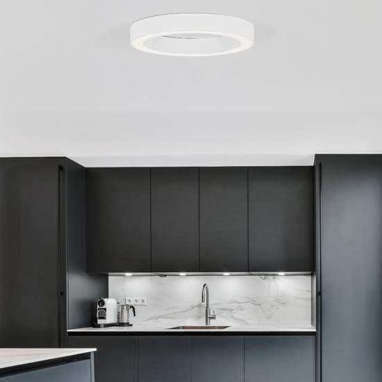 Plafoniera moderna cerchio anello bianco 60 cm led 48w 2700k a 4000k con telecomando app