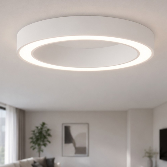 Plafoniera bianca tonda anello 80 cm moderna led 59w cct 2700k a 4000k dimmerabile con telecomando app