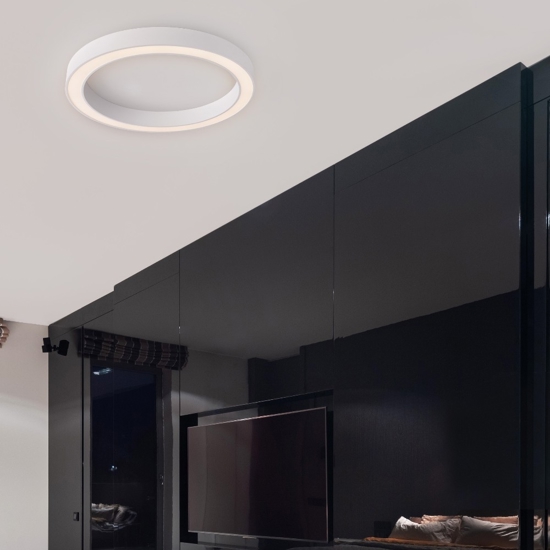 Plafoniera bianca tonda anello 80 cm moderna led 59w cct 2700k a 4000k dimmerabile con telecomando app