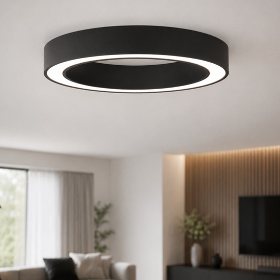 Plafoniera nera tonda 80 cm moderna led cct 59w dimmerabile 2700k a 4000k telecomando app