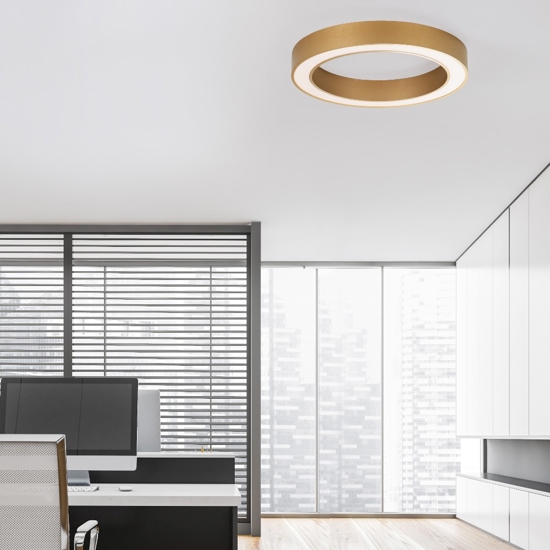 Plafoniera rotonda anello oro 60 cm moderna led 48w cct 2700k a 4000k dimmerabile telecomando app