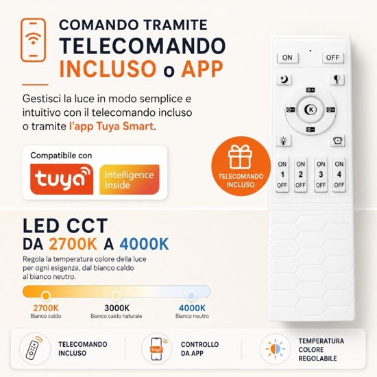 Grande plafoniera 80 cm oro anello led 59w cct 2700k a 4000k dimmerabile telecomando app