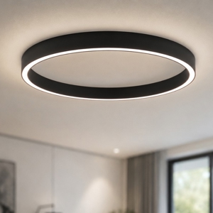 Plafoniera led 60w 3000k dimmerabile nero anello 100 cm