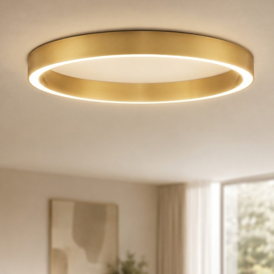 Plafoniera tonda led triac dimmerabile 3000k 100cm ottone opaco