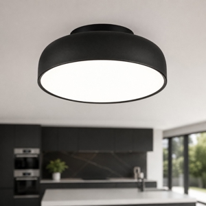 Plafoniera moderna 40 cm nera tonda led 3000k dimmerabile per cucina