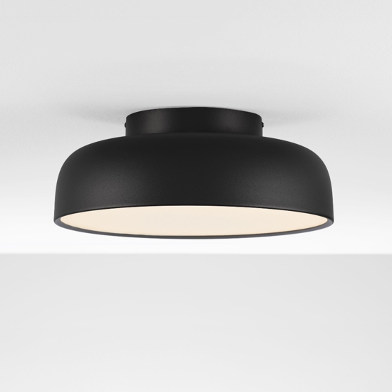 Plafoniera moderna 40 cm nera tonda led 3000k dimmerabile per cucina