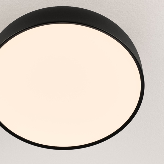 Plafoniera moderna 40 cm nera tonda led 3000k dimmerabile per cucina