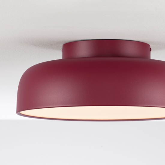 Plafoniera per cucina rosso bordeaux 40 cm moderna tonda led 27w 3000k dimmerabile