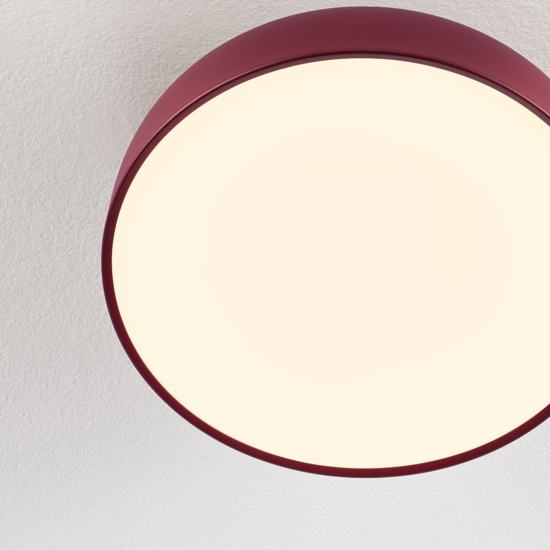 Plafoniera per cucina rosso bordeaux 40 cm moderna tonda led 27w 3000k dimmerabile