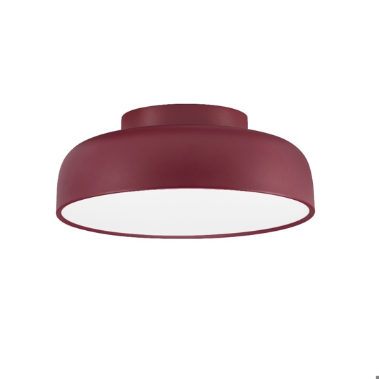 Plafoniera per cucina rosso bordeaux 40 cm moderna tonda led 27w 3000k dimmerabile