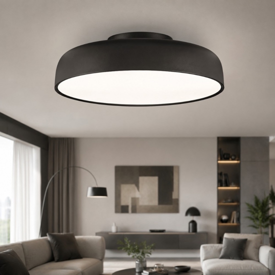 Plafoniera nera 50 cm moderna per soggiorno led 3000k dimmerabile