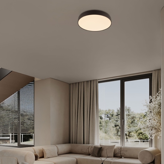 Plafoniera nera 50 cm moderna per soggiorno led 3000k dimmerabile