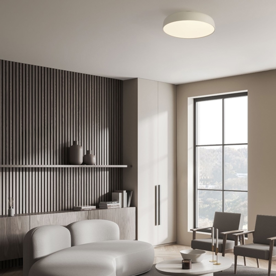Plafoniera da soffitto crema 50 cm rotonda led 36w 3000k dimmerabile per soggiorno