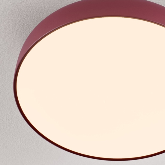 Plafoniera rosso bordeaux 50 cm moderna per soggiorno led 36w 3000k dimmerabile