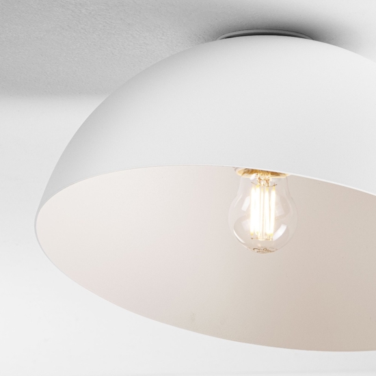 Plafoniera moderna cupola inclinata bianca 30 cm da soffitto