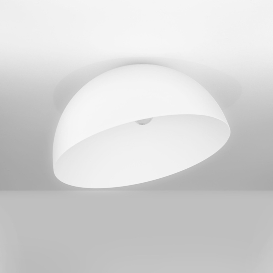 Plafoniera cupola bianca 50 cm inclinata moderna per soggiorno