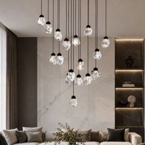 Lampadario moderno a sospensione pendenti in cristallo led dimmerabile