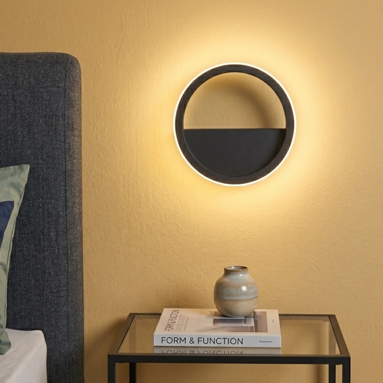 Applique nero led 8w 3000k per comodino camera da letto moderna