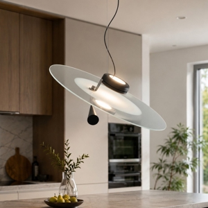 Lampadario moderno disco led cct nickel stilnovo bascula