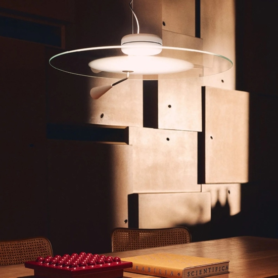 Lampadario moderno disco led cct nickel stilnovo bascula