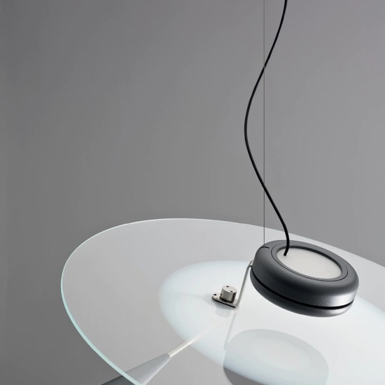 Lampadario moderno disco led cct nickel stilnovo bascula
