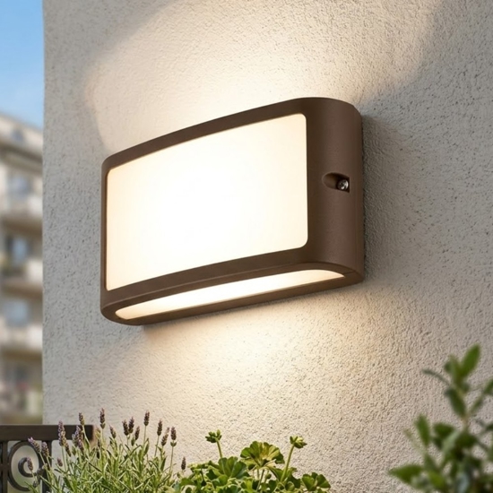 Applique per esterni color caffe rettangolare led 3000k ip65